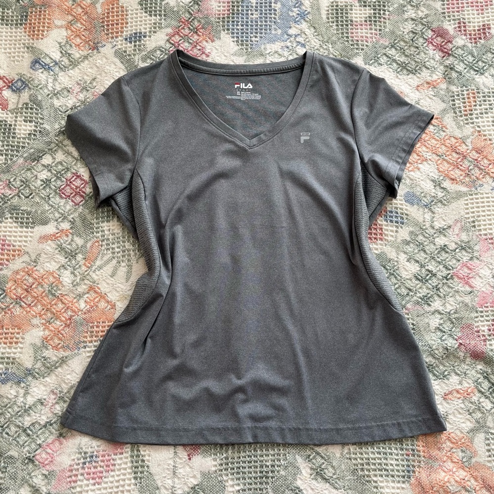 Fila Gray Cap Sleeve Fitted T-Shirt